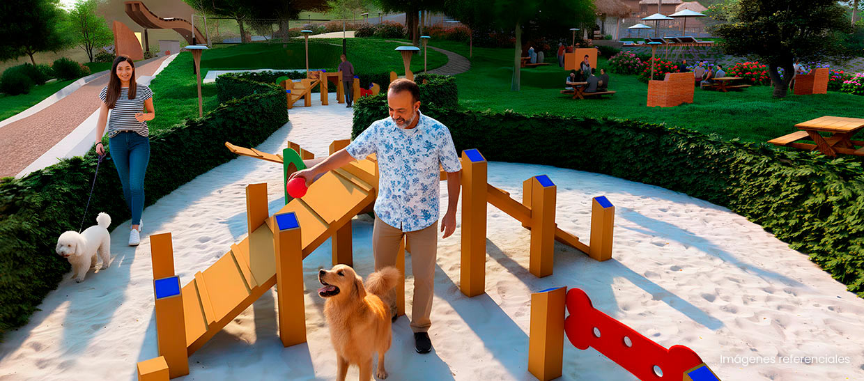 Parque PET Friendly: Lugar seguro donde tus mascotas pueden explorar, jugar y socializar.