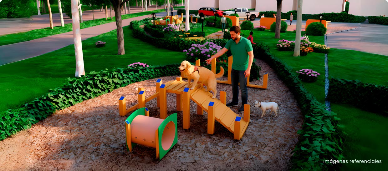 Parque PET Friendly: Lugar seguro donde tus mascotas pueden explorar, jugar y socializar.