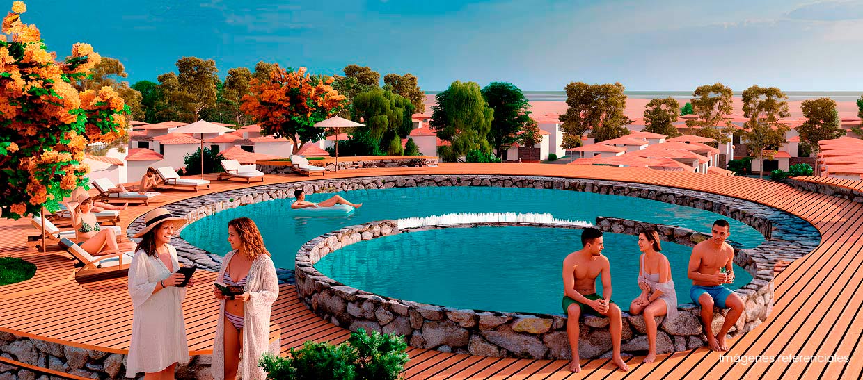 Piscina infinita: Vista despejada hacia las colinas y un ambiente relajante ideal para disfrutar el clima tropical.