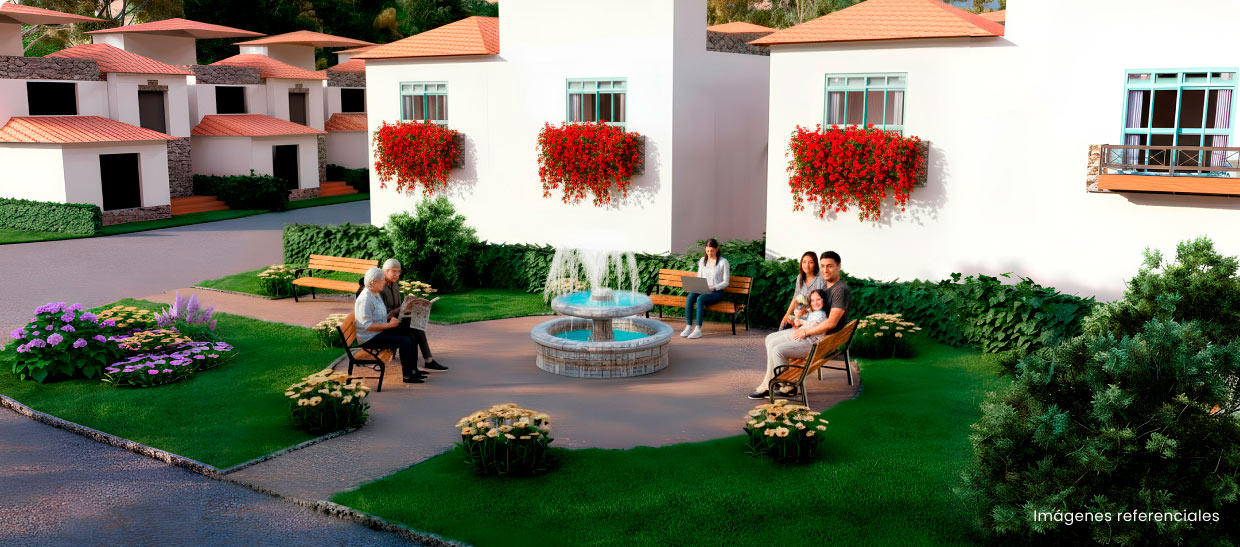 Zona de descanso: Espacios sombreados para relajarte y disfrutar la tranquilidad del condominio.