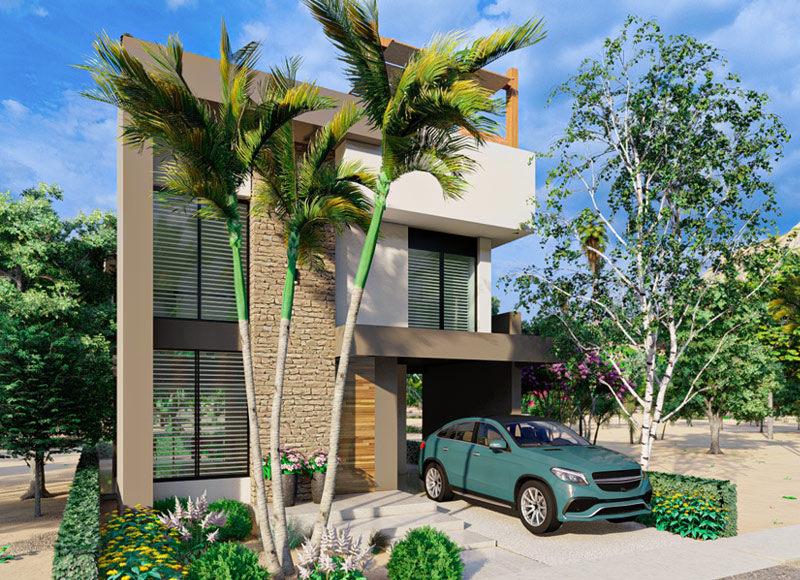 Casa contemporánea de dos pisos con terraza ideal para parrillas, ventanales amplios y cochera, pensada para disfrutar.