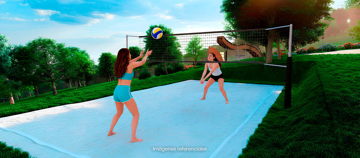 Cancha de vóley: Zona abierta para disfrutar partidos vibrantes bajo el cálido clima de Tarapoto.