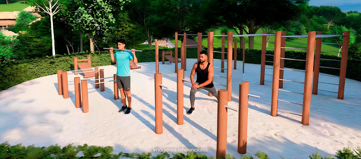 Gimnasio al aire libre: Entrena rodeado de aire puro y vegetación amazónica.